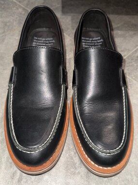 Helm The Wilson Men's Sz 8 M Black Leather Loafers Slip On Casual